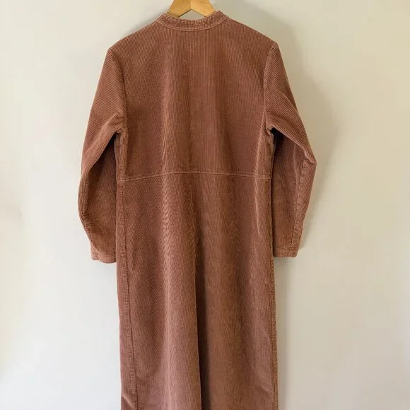 Orvis Vintage Corduroy Duster Maxi Dress Prairie Minimalist 100% Cotton Sz Med - Picture 5 of 6